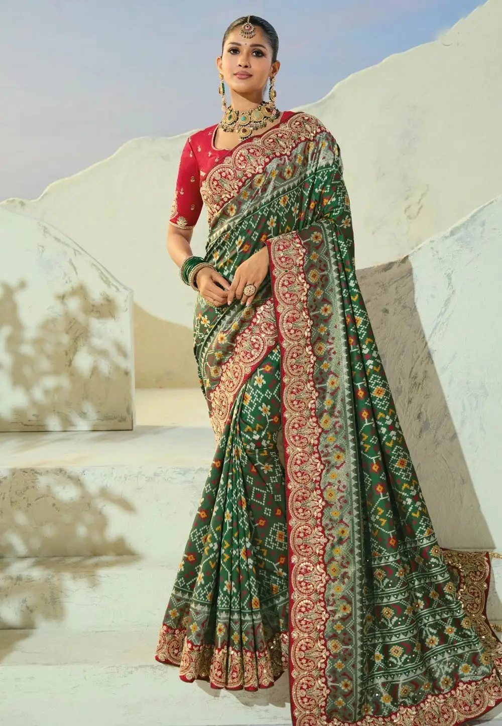 Green Silk Patola Saree 337042