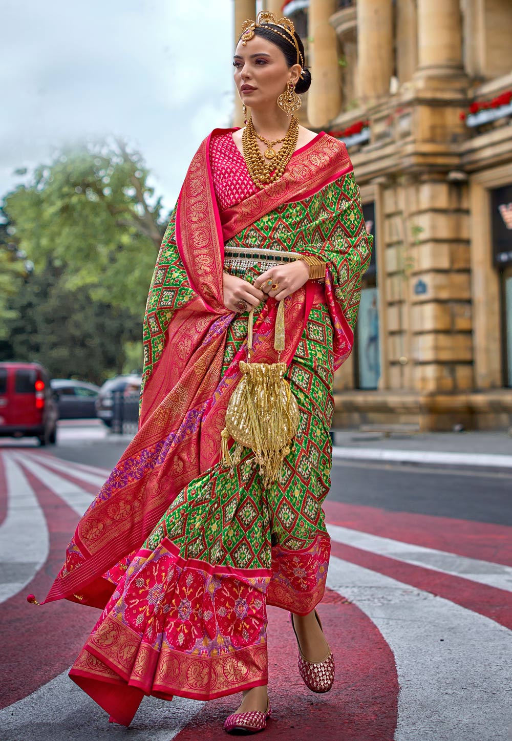 Green Silk Patola Saree 280702