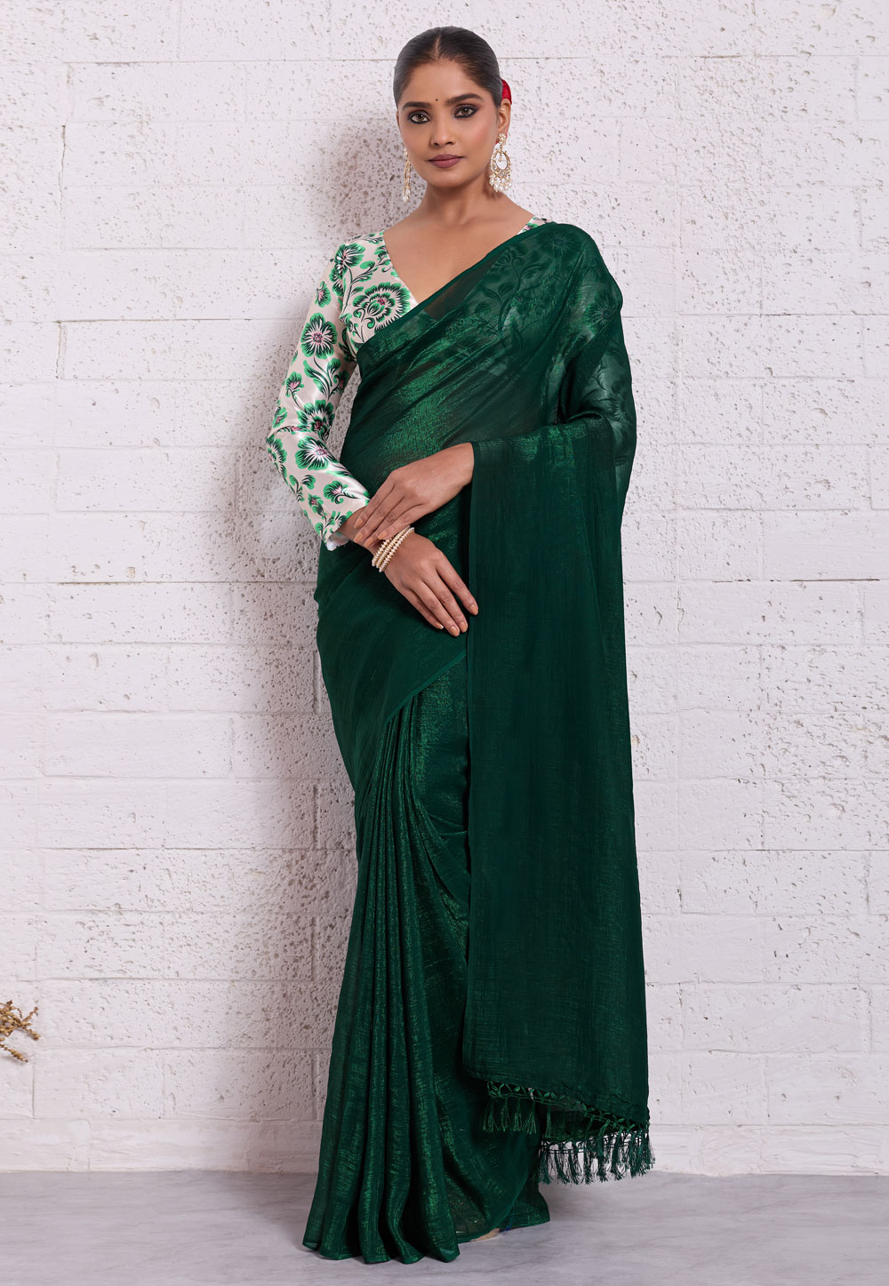 Green Silk Saree With Blouse 326361