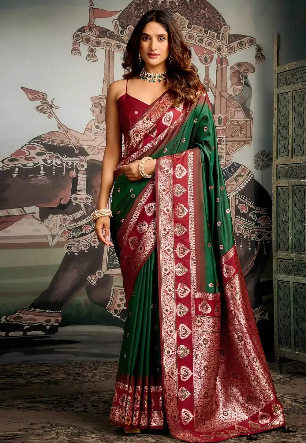 Green Silk Saree With Blouse 317924