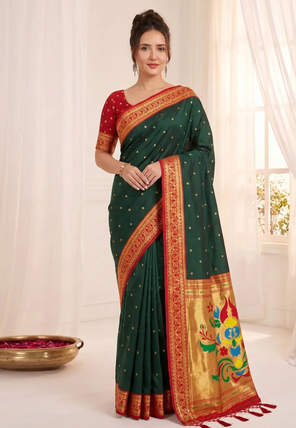 Green Silk Saree With Blouse 336613