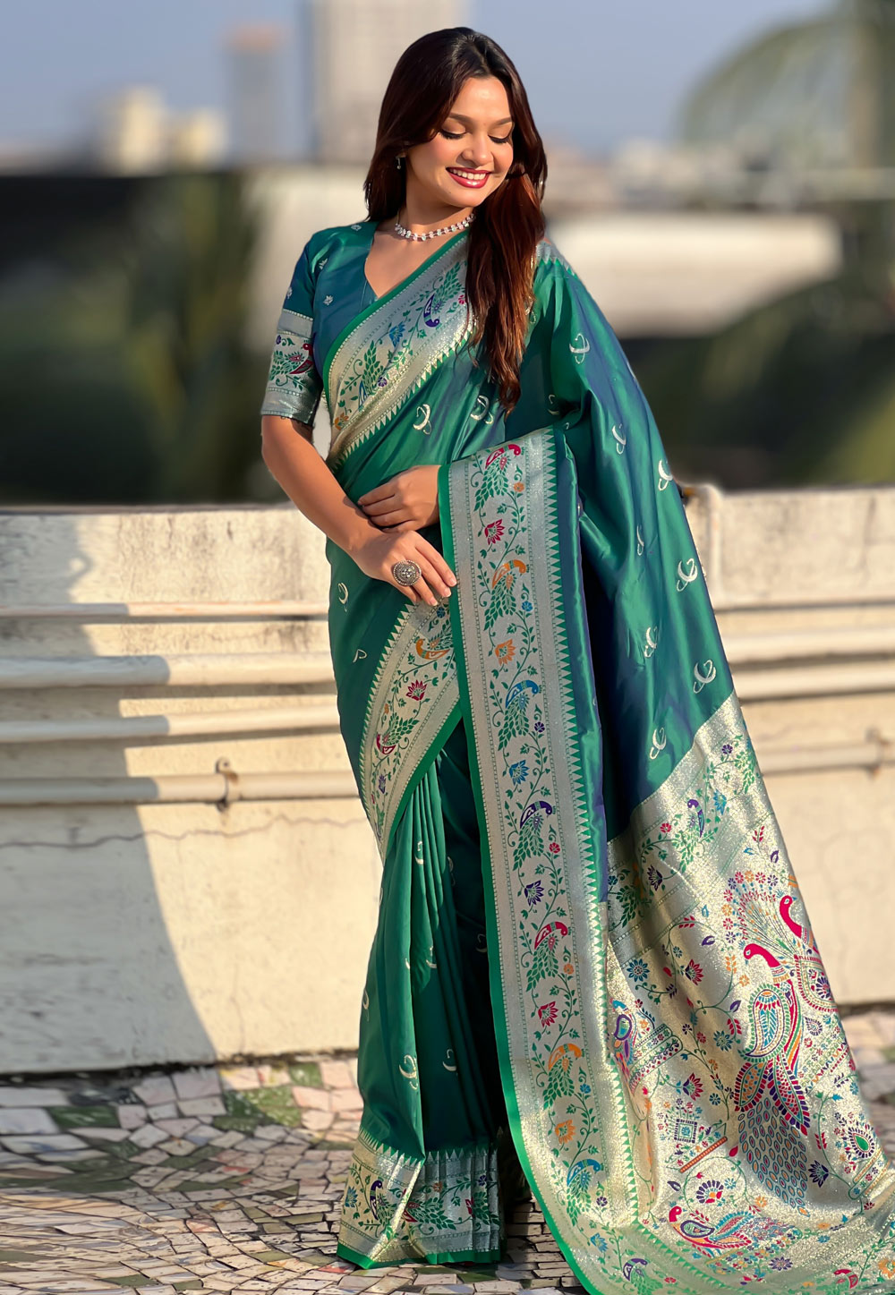 Green Silk Saree With Blouse 320672