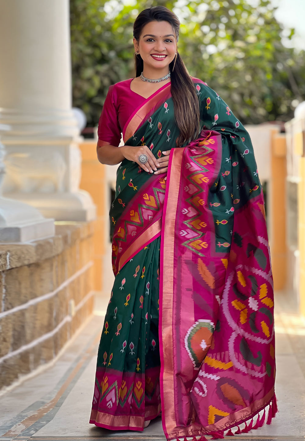 Green Silk Saree With Blouse 306541