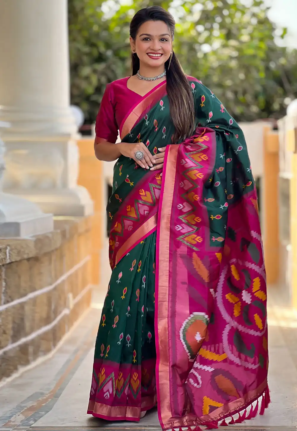 Green Silk Saree With Blouse 306541