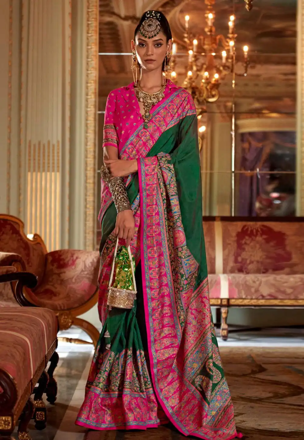 Green Silk Saree With Blouse 319223
