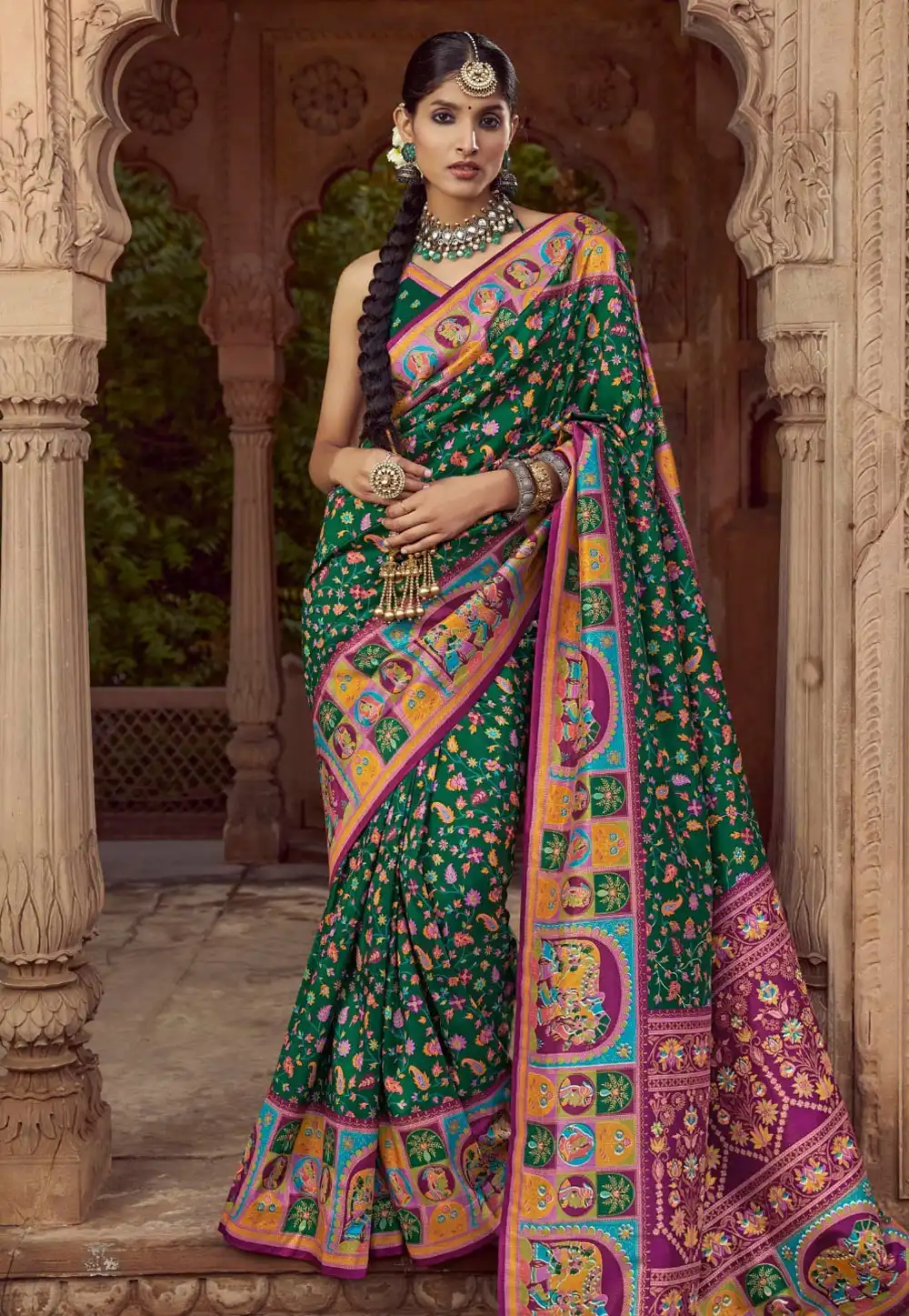 Green Silk Saree With Blouse 316612