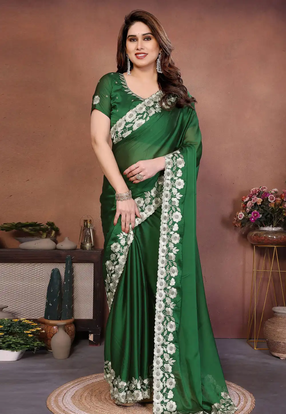 Green Silk Saree With Blouse 325232