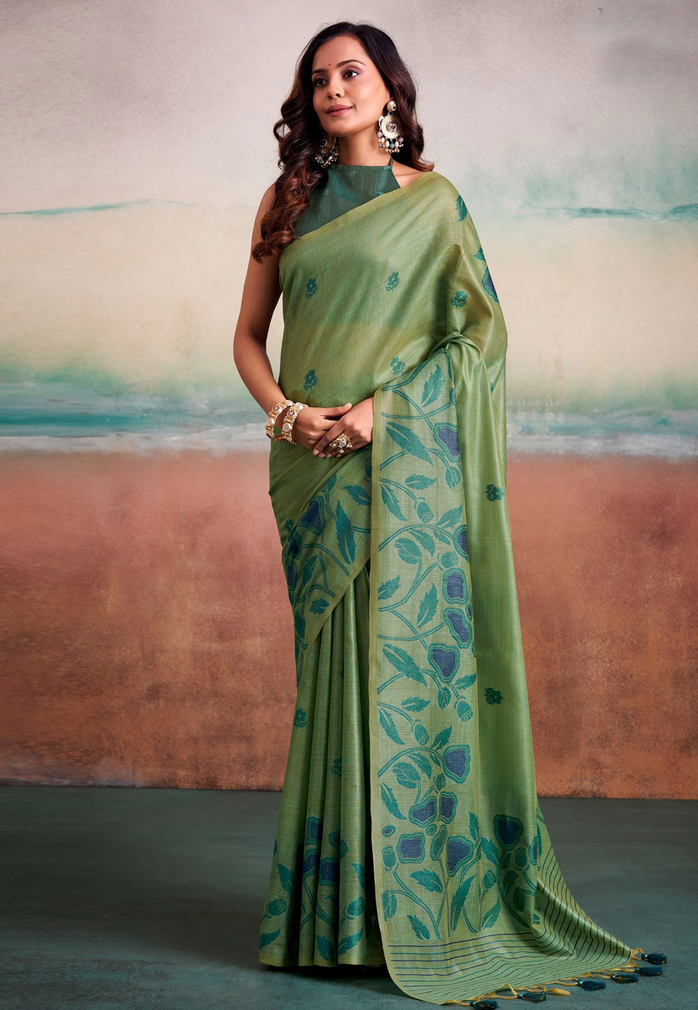 Green Silk Saree With Blouse 328175