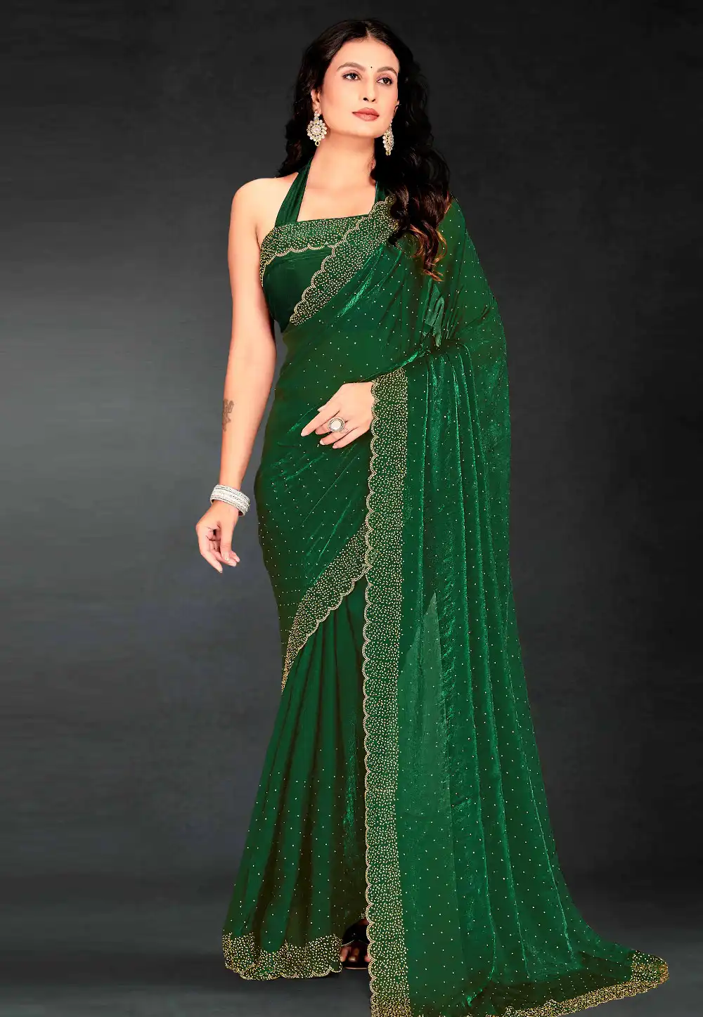 Green Silk Saree With Blouse 313670