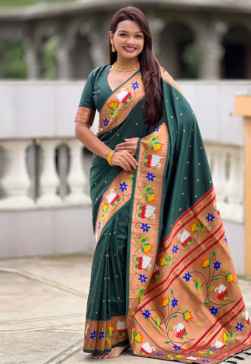 Green Silk Saree With Blouse 317700