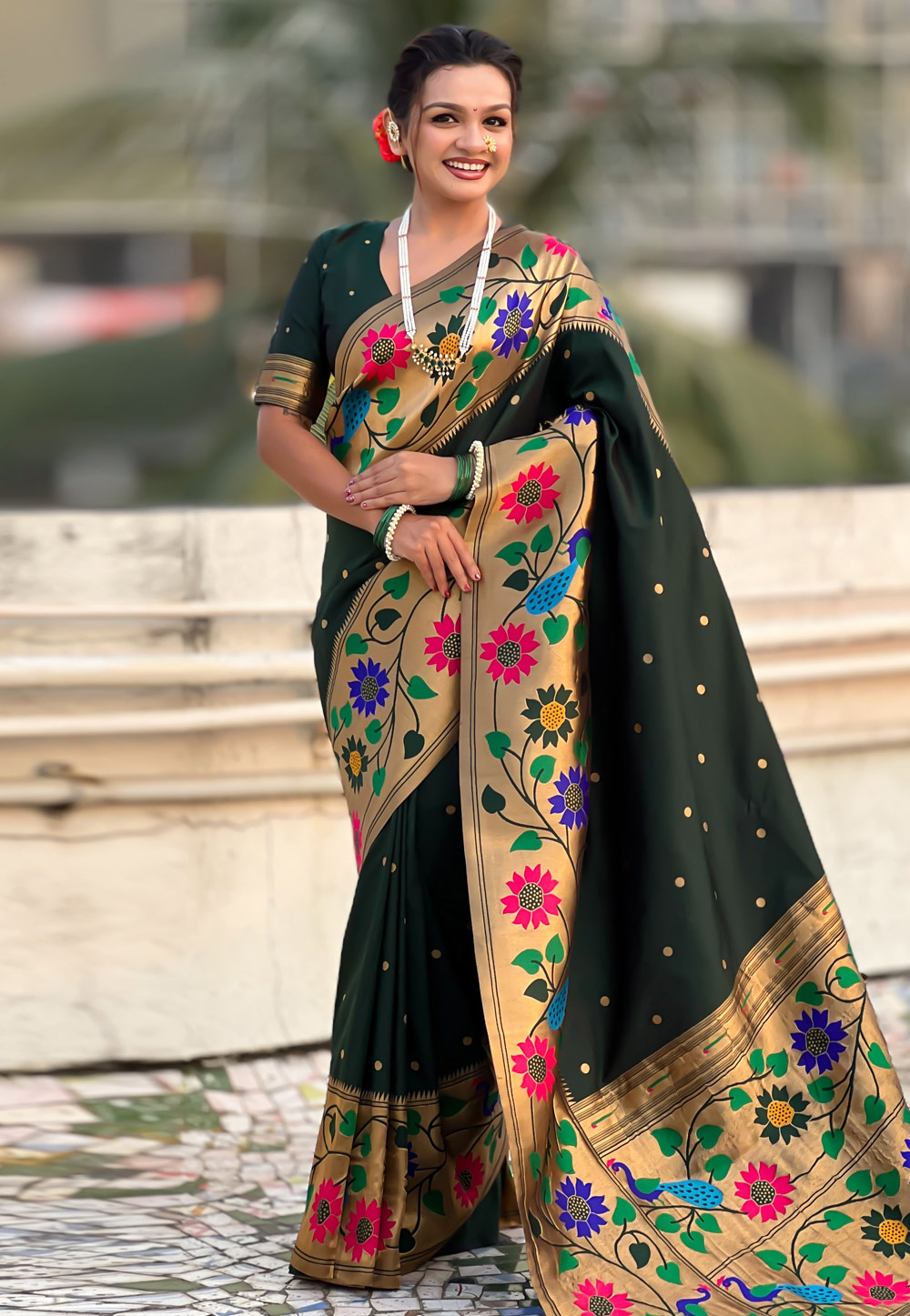 Green Silk Saree With Blouse 323577