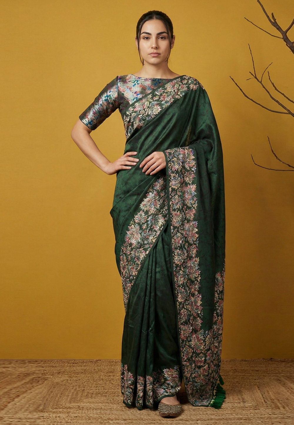 Green Silk Saree With Blouse 326731