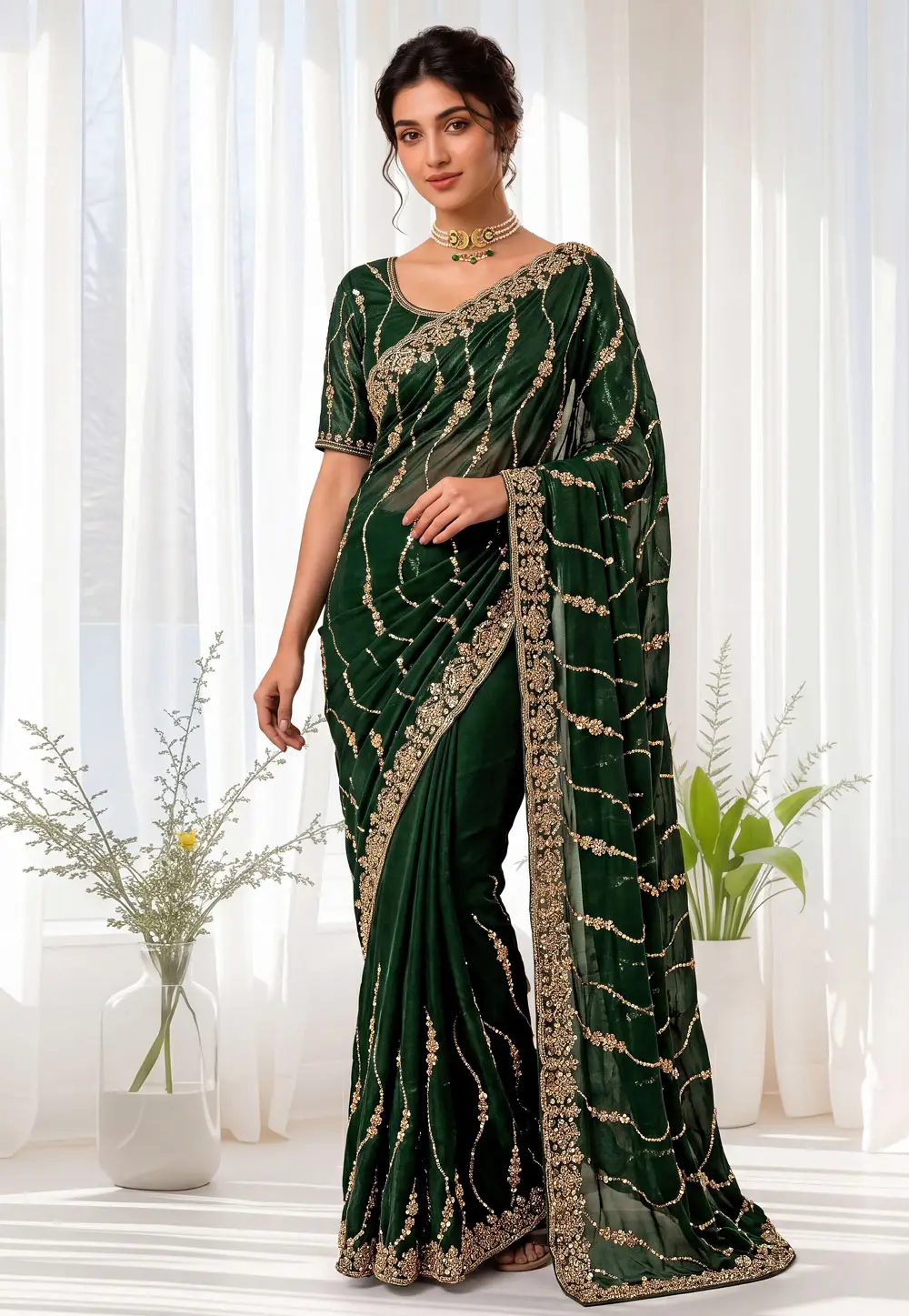Green Silk Saree With Blouse 330986