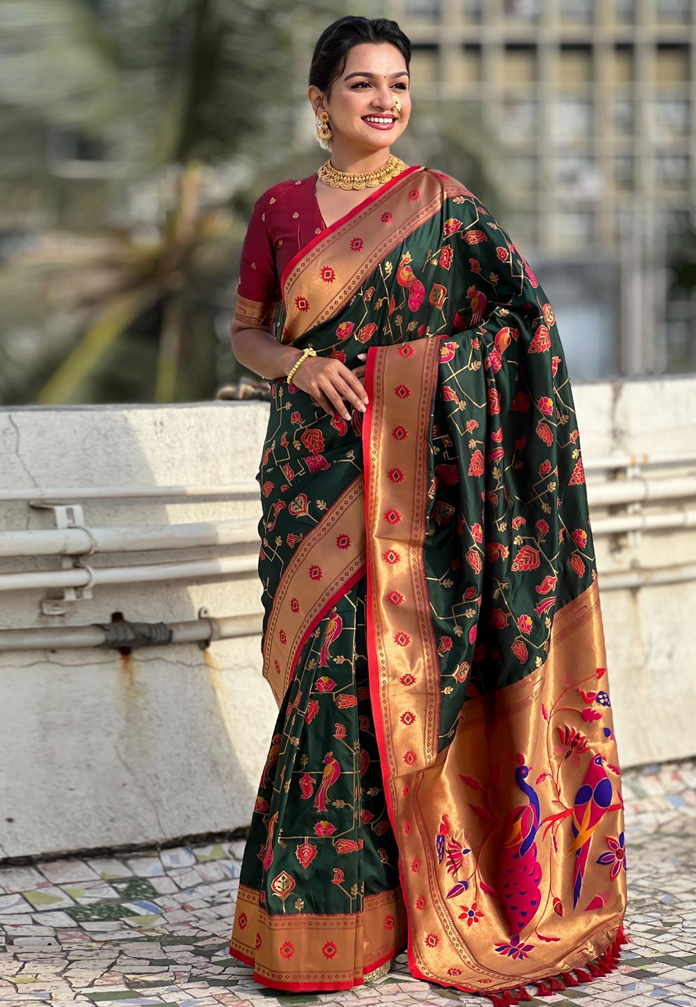 Green Silk Saree With Blouse 306991