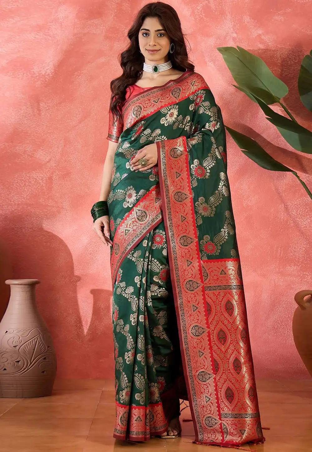 Green Silk Saree With Blouse 310691