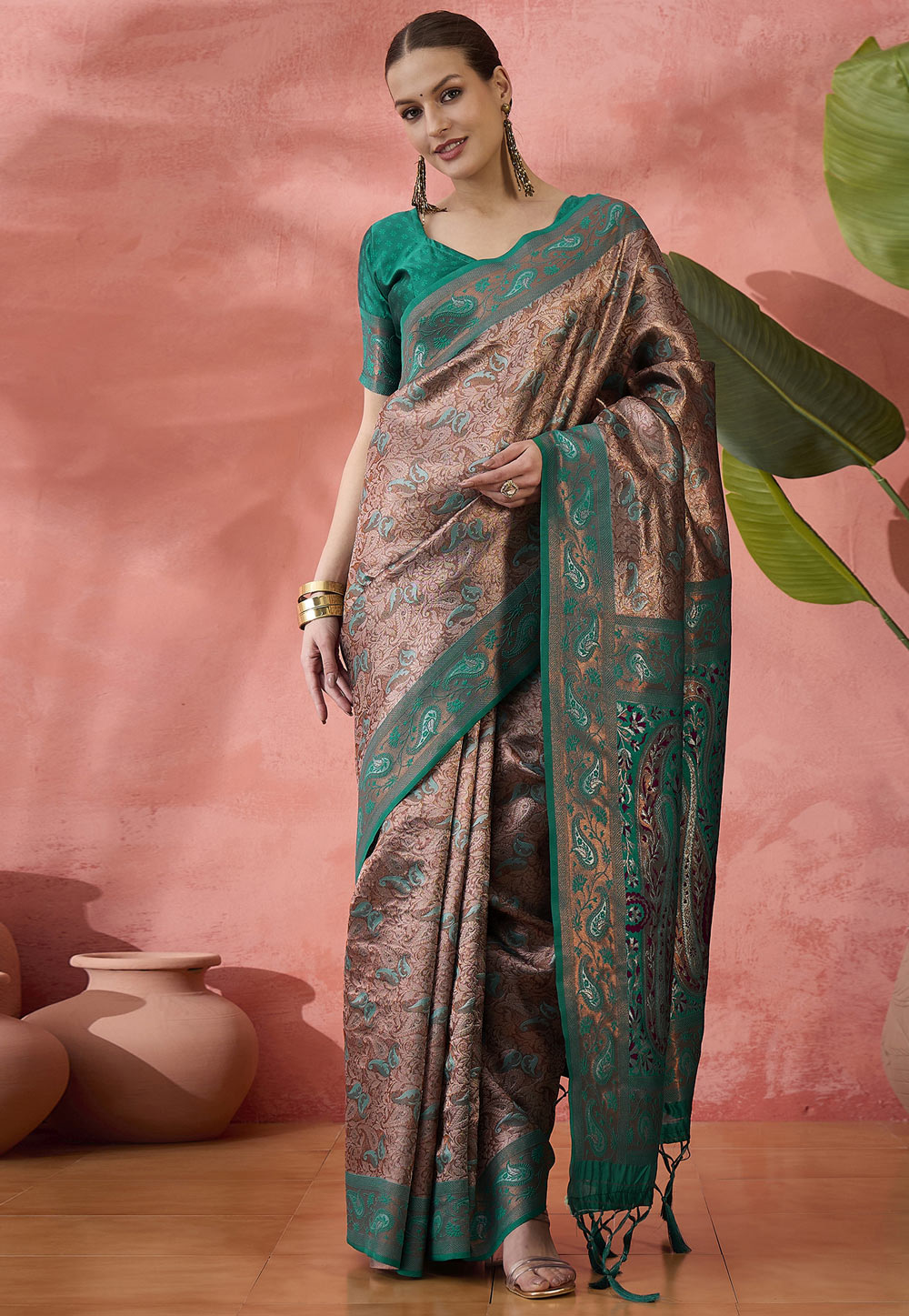 Green Silk Saree With Blouse 310820