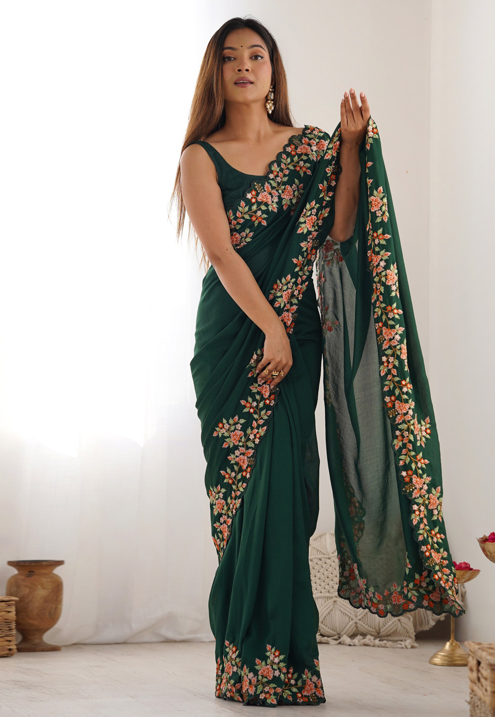 Green Silk Saree With Blouse 311791