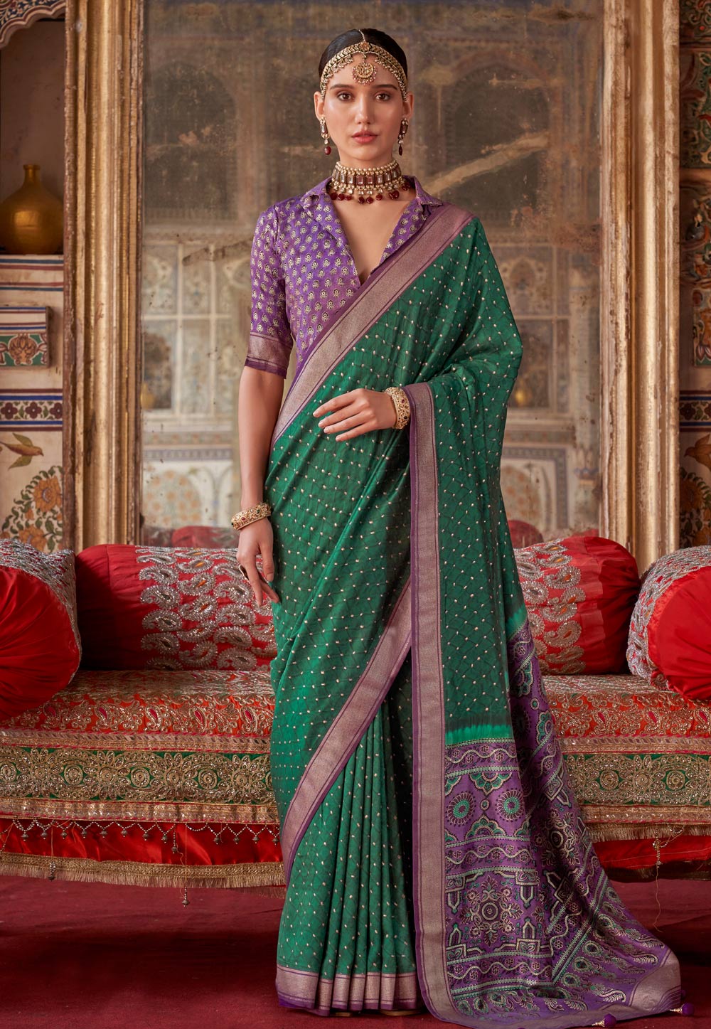 Green Silk Saree With Blouse 306531