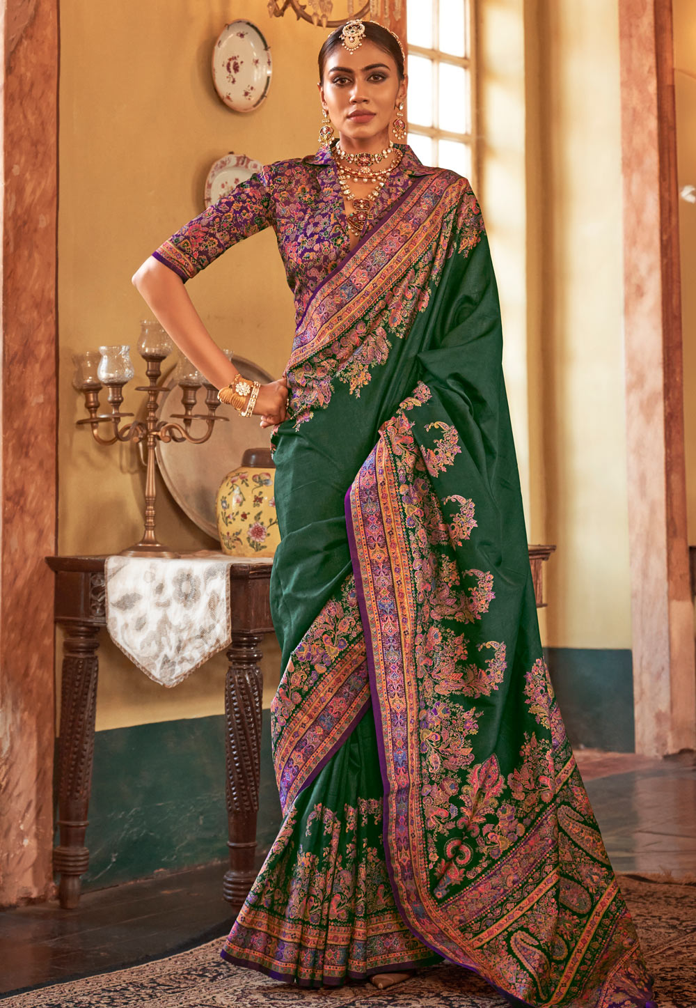 Green Silk Saree With Blouse 307019