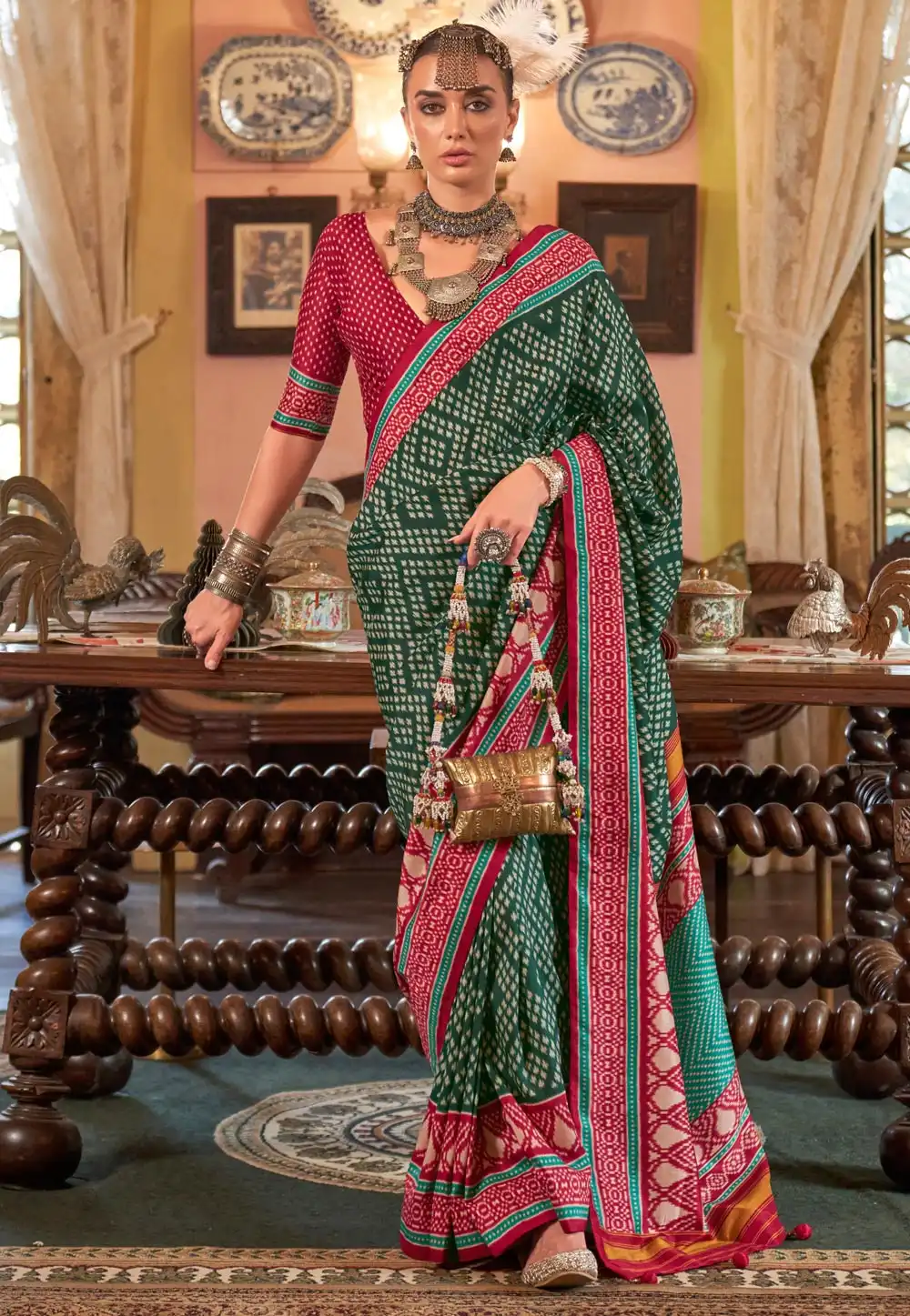 Green Silk Saree With Blouse 318684