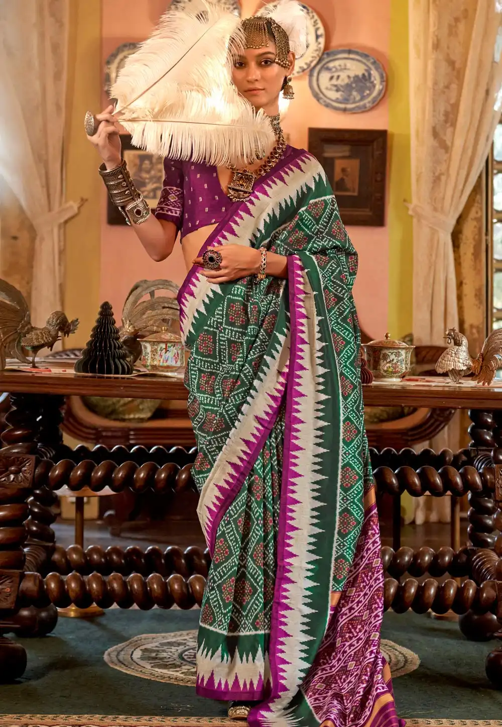 Green Silk Saree With Blouse 318688