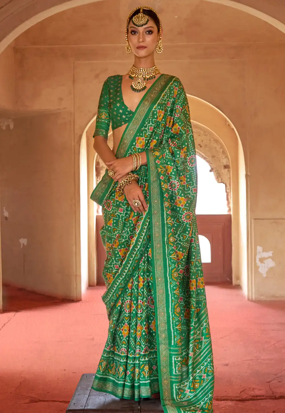 Green Silk Saree With Blouse 314798