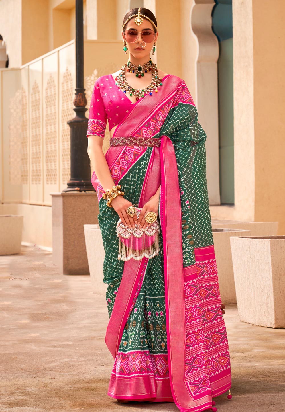 Green Silk Saree With Blouse 280213