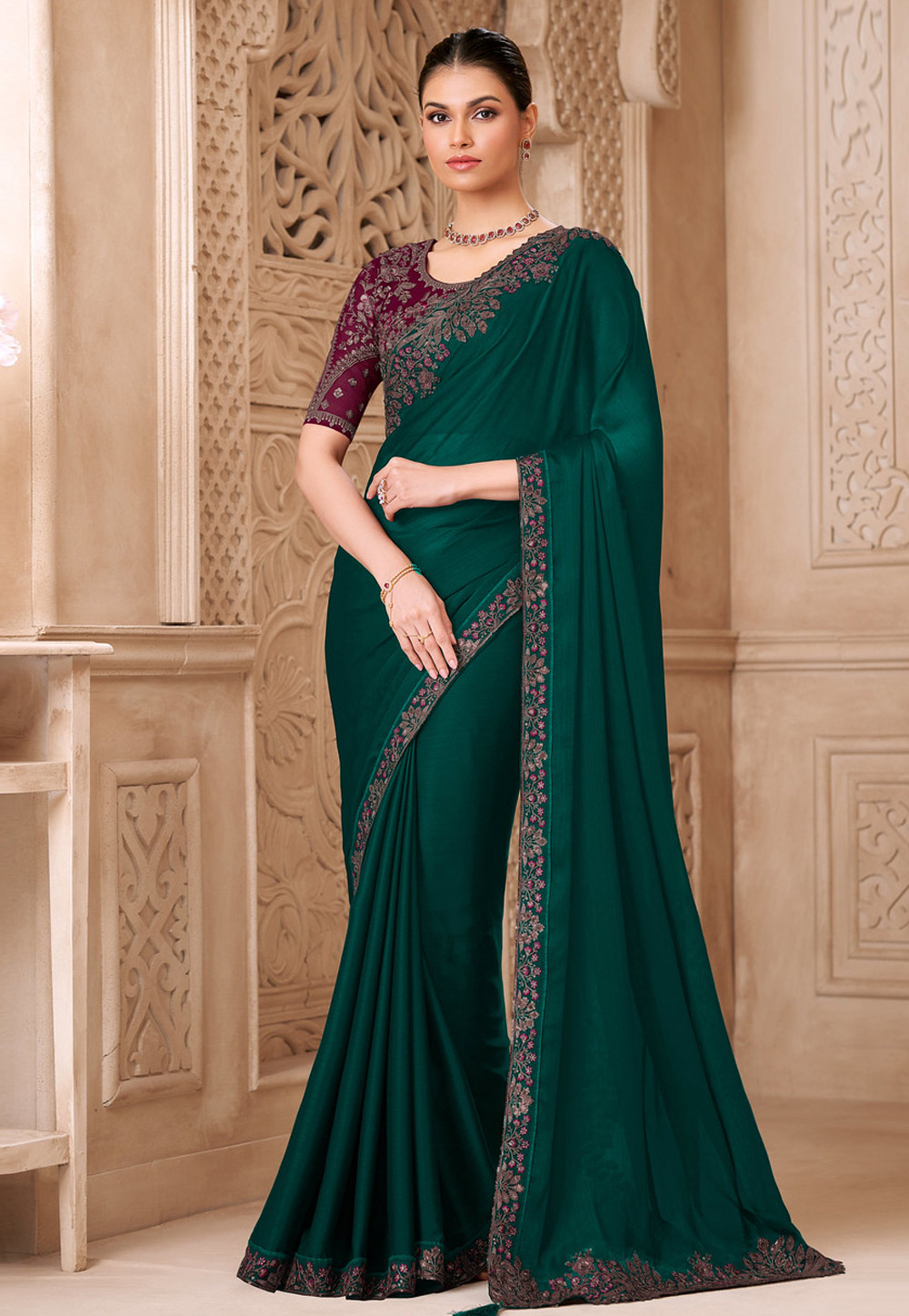 Green Tussar Silk Saree With Blouse 325707