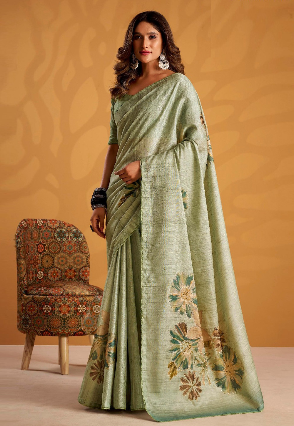 Green Tussar Silk Saree With Blouse 323761