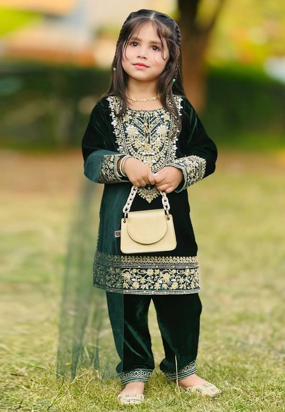 Green Velvet Kids Pant Style Suit 322262