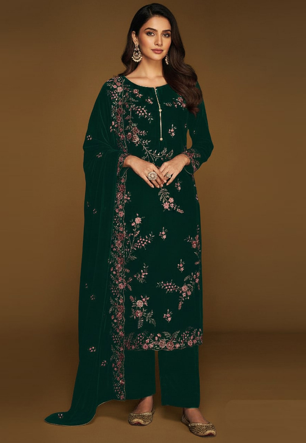Green Velvet Pant Style Suit 322064