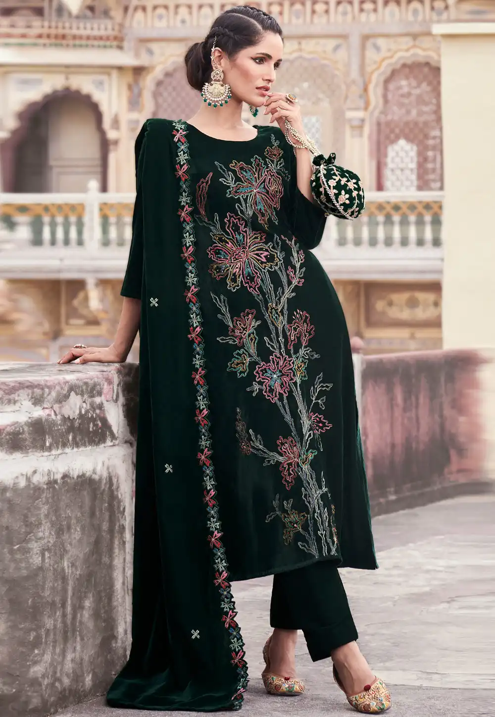 Green Velvet Pant Style Suit 311096