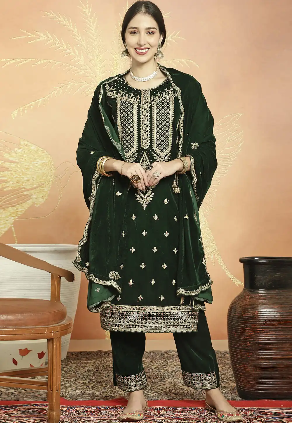 Green Velvet Pant Style Suit 309924