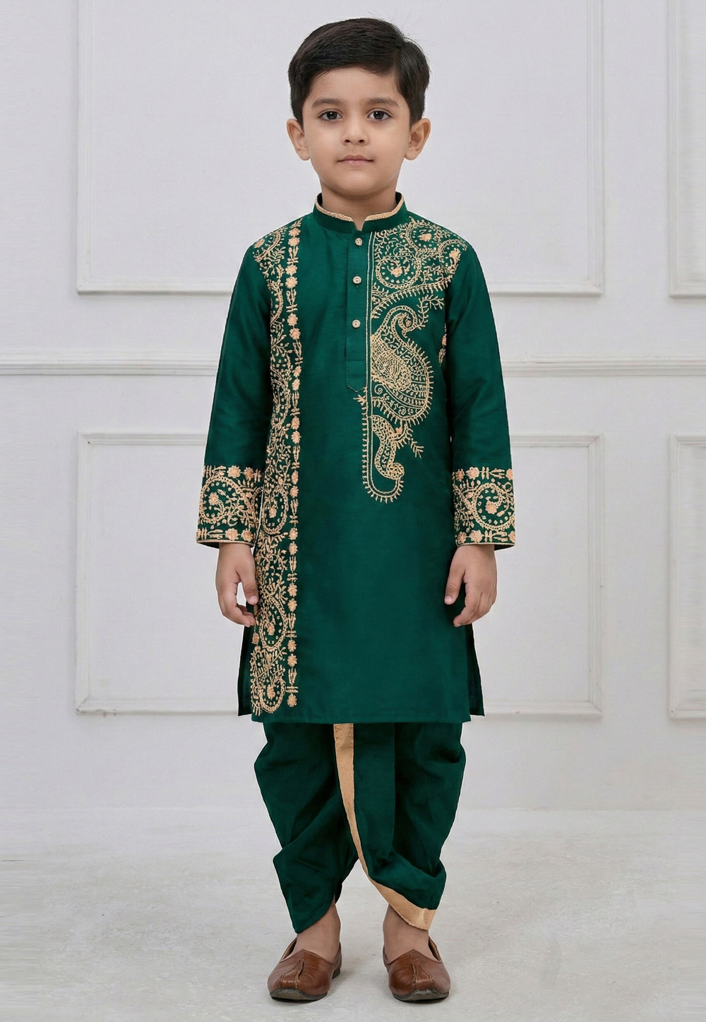 Green Viscose Kids Dhoti Kurta 323709