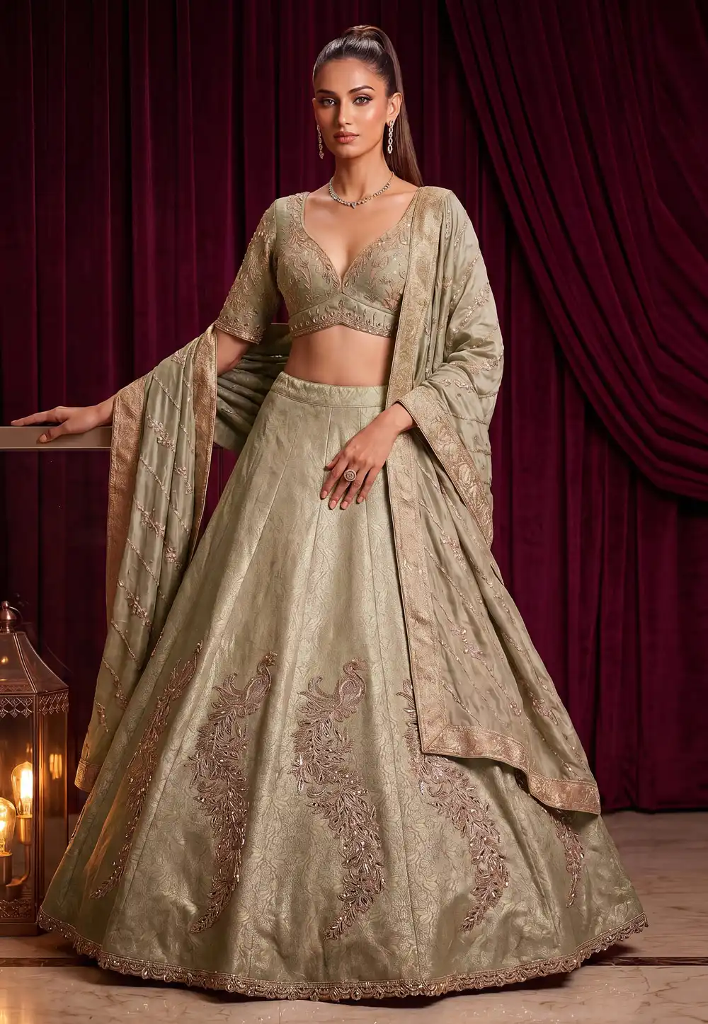 Green Viscose Lehenga Choli For Wedding 329232