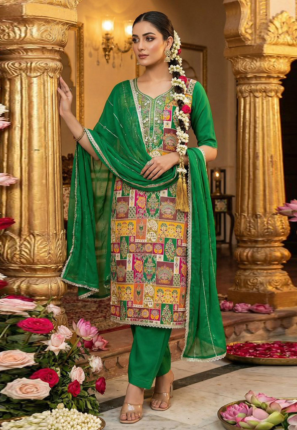 Green Viscose Pakistani Suit 326994