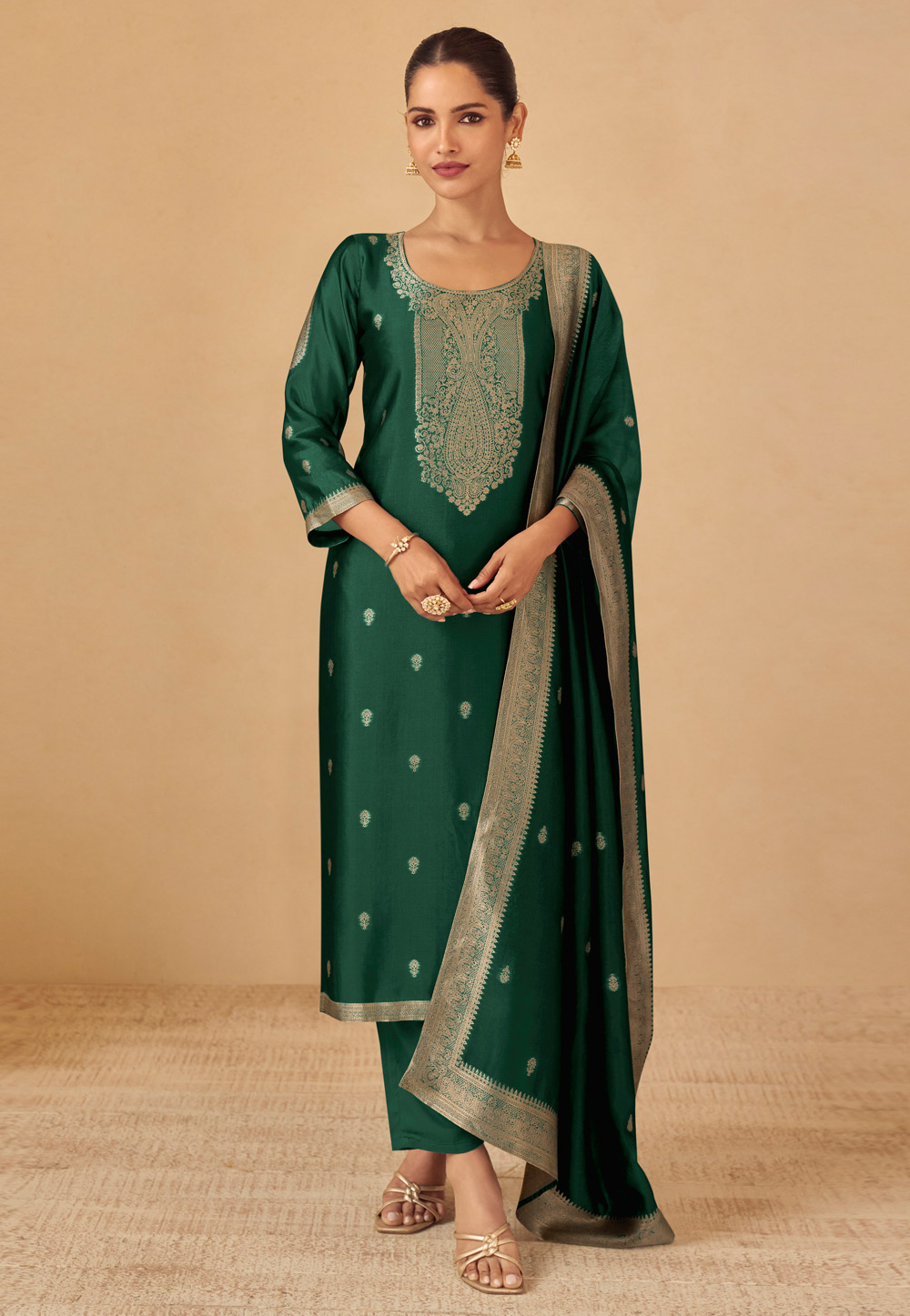 Green Viscose Pakistani Suit 320193