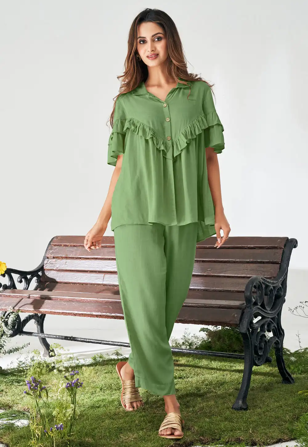 Green Viscose Rayon Co-Ords Set 322672