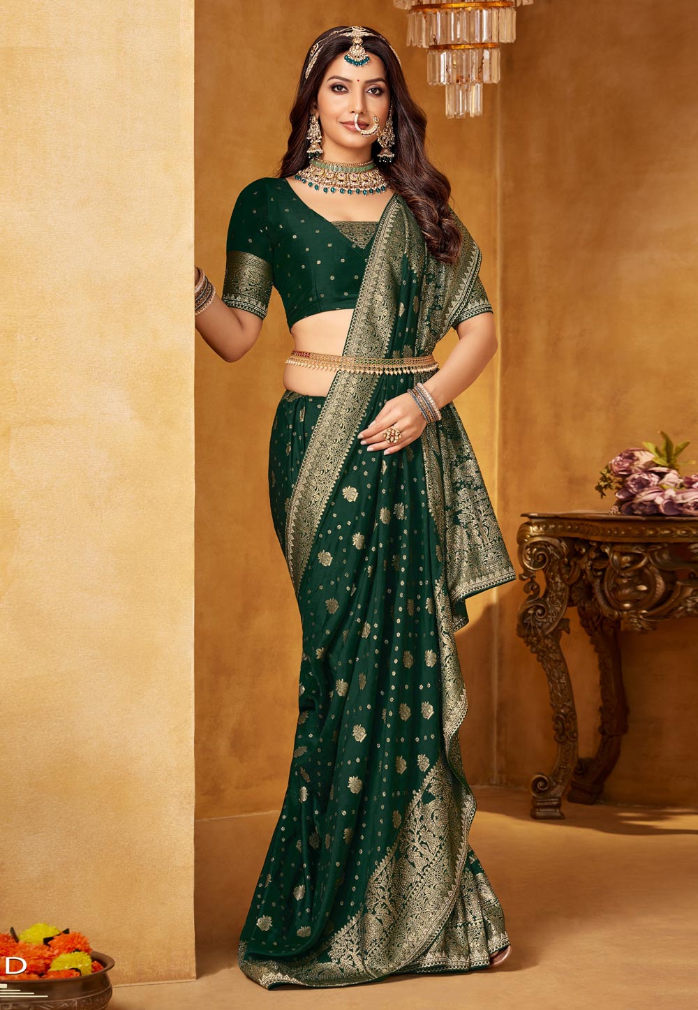 Green Viscose Saree With Blouse 320449