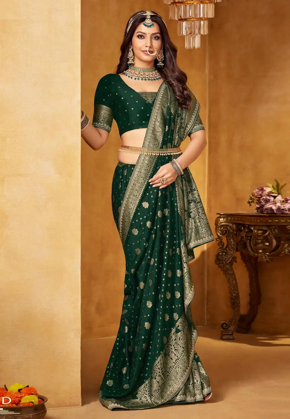 Green Viscose Saree With Blouse 320449
