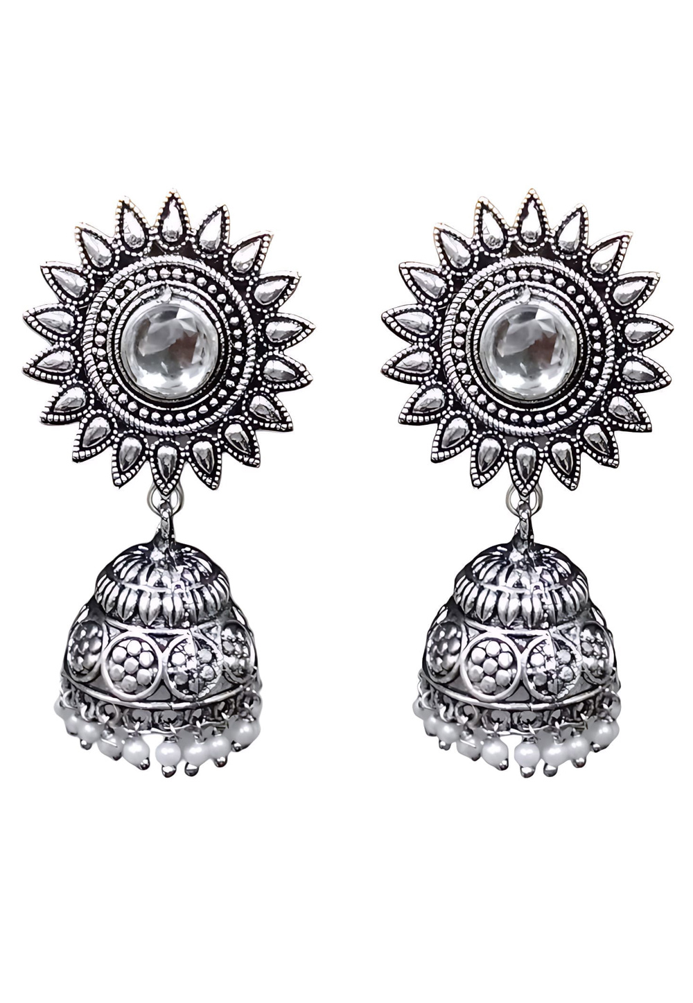Grey Alloy Earrings 286196
