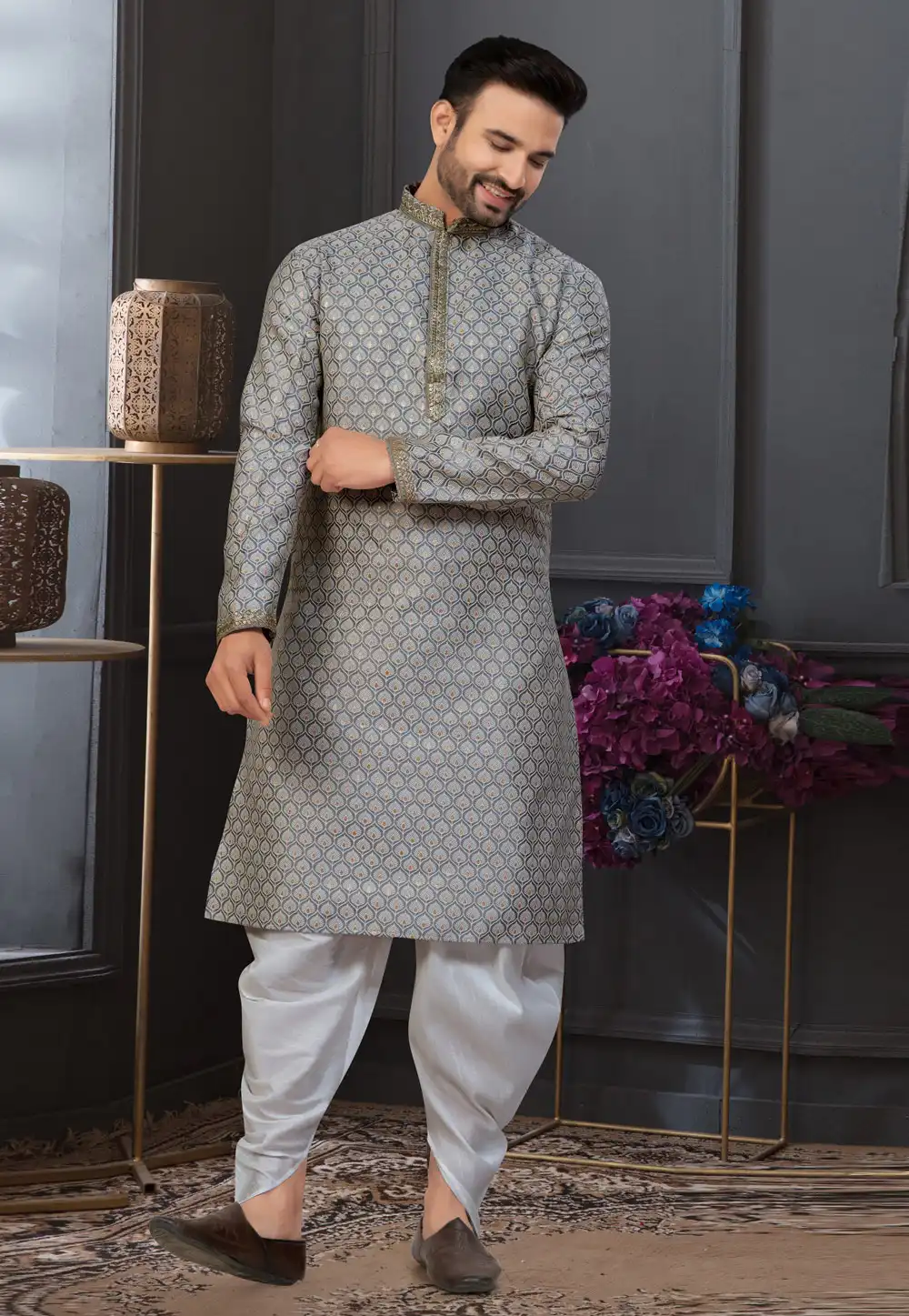 Grey Banarasi Dhoti Kurta 322875