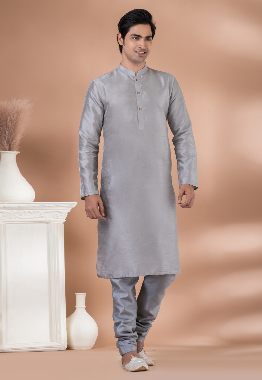 Grey Banarasi Kurta Pajama 282554