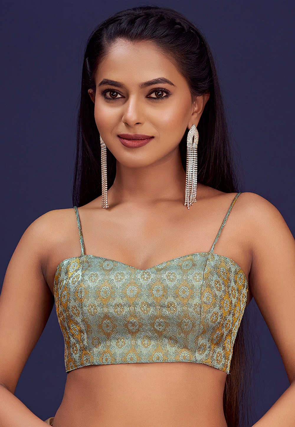Grey Banarasi Silk Readymade Blouse 286716