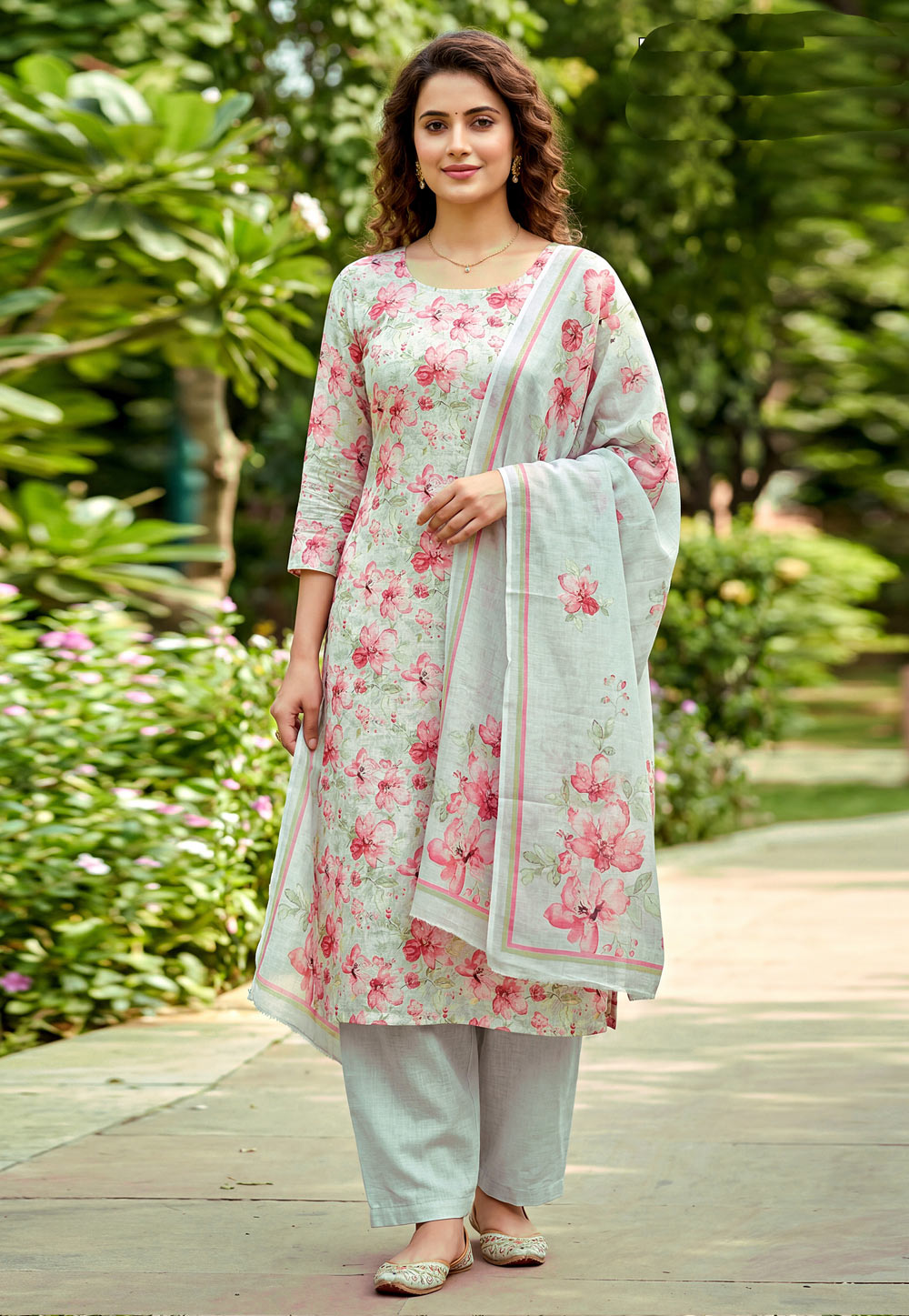Grey Cambric Cotton Palazzo Suit 328326