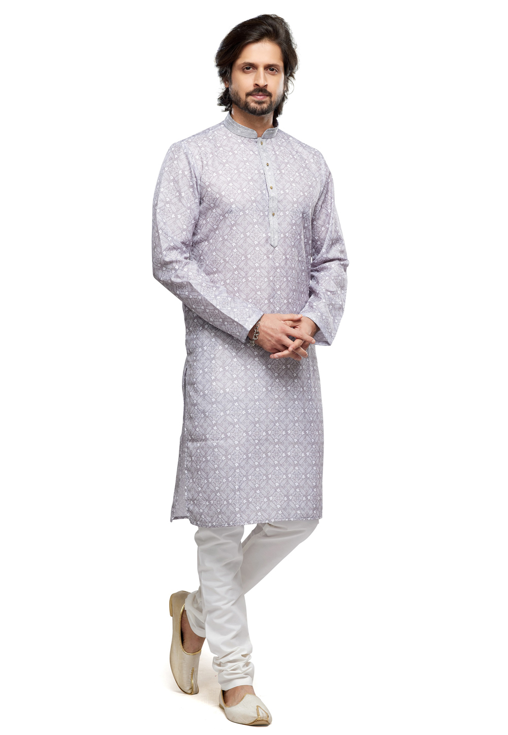 Grey Cotton Kurta Pajama 280949