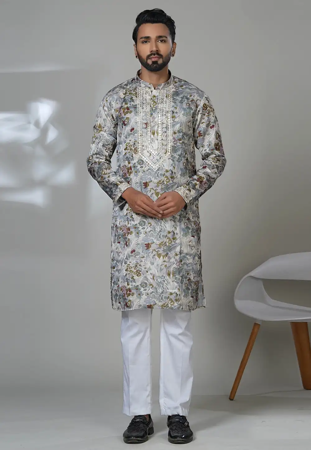 Grey Cotton Kurta Pajama 315565