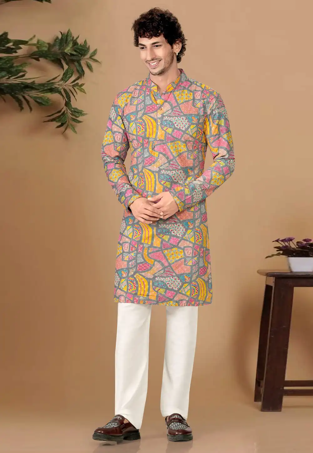 Grey Cotton Kurta Pajama 325832