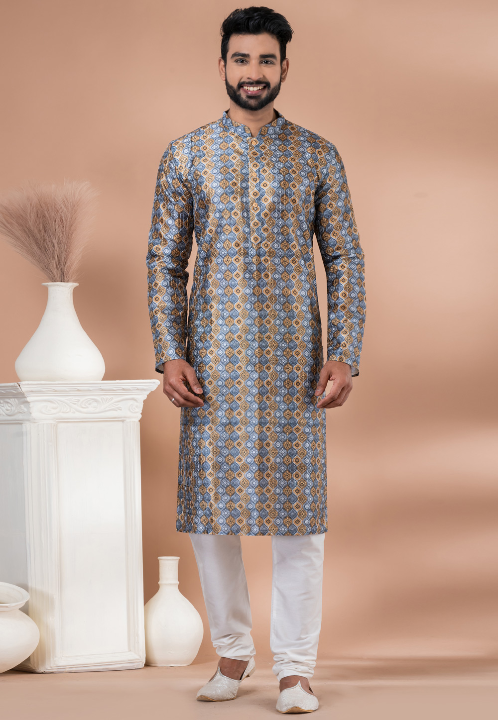 Grey Cotton Kurta Pajama 282597