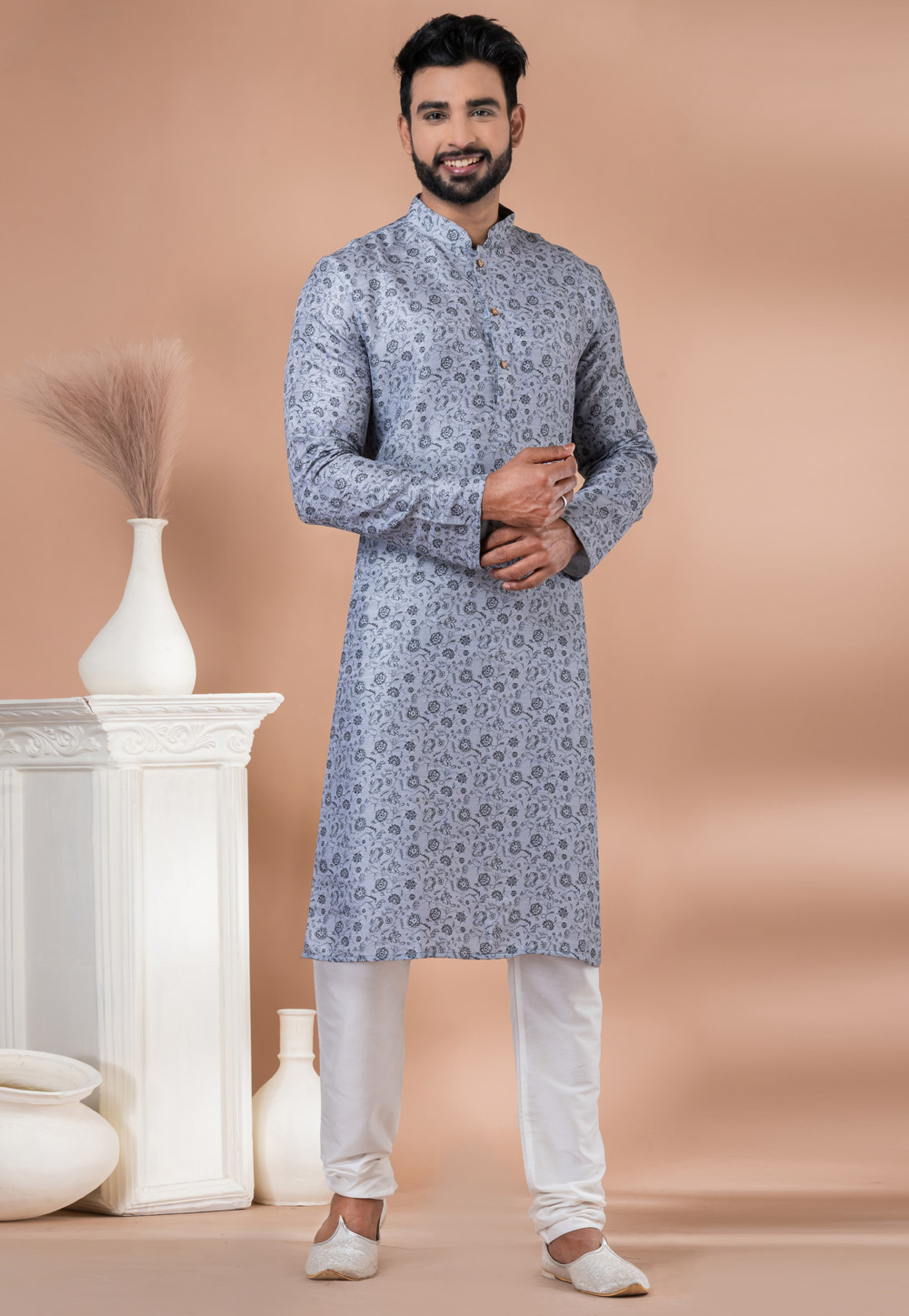 Grey Cotton Kurta Pajama 282601